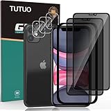 TUTUO Panzerglas Schutzfolie für iPhone 11, [2 Stück] Privacy Panzerglas+ [3 Stück] Kamera Panzerglas Schutzfolie,9H Härte Anti-Spähen Sichtschutz Kompatibel mit iPhone 11