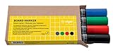 SIGEL BA010 Board-Marker - trocken und feucht abwischbar - schwarz, blau, rot, grün - Rundspitze 2-3 mm - 4 Stück - für weiße Glas-Magnettafeln, Whiteboards und Flip