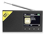 Tragbares DAB Radio, Bluetooth Stereo DAB Radio Digitales DAB+ UKW mit 1200mah Wiederaufladbarem Akku, LCD-Display Doppelalarm und 3.5mm Kopfhöreranschluss Dig