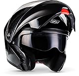 MOTO Helmets® F19 „Gloss Black“ · Motorrad-Helm · Klapp-Helm Modular-Helm Flip-up Integral-Helm Motorrad-Helm Roller-Helm Sport · ECE 22.05 Sonnenvisier Schnellverschluss Tasche L (59-60cm)