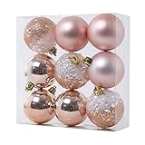 Gfhrisyty 9 PCS Weihnachtskugel Ornamente Weihnachtsbaumdekorationen HäNgende BäLle für Zuhause Neujahr Partydekoration - 2,36 Zoll, Champag