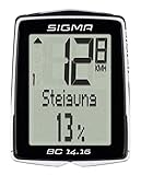 Sigma Sport Fahrrad Computer BC 14.16 STS, 14 Funktionen, Höhenmessung, Kabelloser Farradtacho, Schw