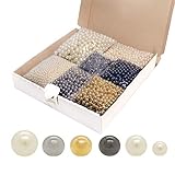 Valo Concept Kunstperlen, rund, ohne Loch, Mix (6–8–10 mm) – einfach zu verwenden mit der Perlen-Setzmaschine – 4 Farben – ungebohrte Perlen zum Gestalten und Dekorieren – 1,050 g