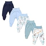 TupTam Baby Unisex Hose mit Fuß Bunte 5er Pack, Farbe: Junge 7, Größe: 74