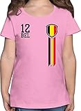 Fussball WM 2022 Fanartikel Kinder - 12. Mann Belgien Fanshirt - 164 (14/15 Jahre) - Rosa - Nationalmannschaft - F131K - Mädchen Kinder T-S