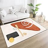 FACWAWF Abstrakter Geometrischer Druck Hauptdekoration Großer Wohnzimmerteppich Kurzfloriger Raumschlafzimmer Waschbarer Restaurant Weicher Rutschfester Teppich 150x200