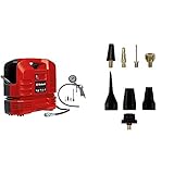 Einhell Kompressor TC-AC 190 OF Set (1100 Watt, kompakt & leicht, ölfreier Motor, max. 8 bar, inkl. Ausblaspistole, Reifenfüllmesser, 3 Meter Schlauch, 3-tlg. Adapter-Set, 8-tlg. Aufblas-Adapter Set)