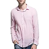 Hemd Herren Regular Fit Atmungsaktiv Dünnschliff Leinenhemd Herren Einfachheit Einfarbig Mode Langarm Shirt Herren Komfortabel Schnelltrocknend Hemd H