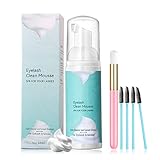 WimpernShampoo für Wimpernverlängerung, 60 ml Wimpernschuam Wimpernpflege, Wimpern Shampoo mit Pinsel, Eyelash Shampoo Wimpernschaum Cleanser zum Entfernen von Öl Make Up Rückständen, Reinigungspfleg