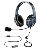 Jiade USB-Headset mit Geräuschunterdrückungs-Mikrofon für CallCenter Skype Chat, Computer-Telefon-Headset, Spracherkennung, Sprachdiktierung, PC-Kopfhörer mit Mikrofon, Lautstärkeregler, b