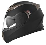 Motorradhelm Integralhelm Rollerhelm Fullface Helm - YEMA YM-829 Sturzhelm ECE mit Doppelvisier Sonnenblende für Damen Herren Erwachsene-Schwarz Matt-M