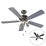 QAZQA - Modern Deckenventilator mit beleuchtung grau - Mistral 42 | Wohnzimmer | Schlafzimmer | Küche - Stahl Rund - LED geeignet GU10