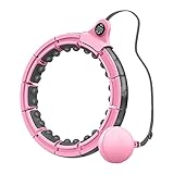 SIGOODS Hula-Hoop-Reifen verstellbar für Erwachsene,Fitness,Gewichtsverlust und Massage,16 Knoten,automatisch drehender Hula Hoop Reifen (Rosa)
