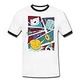Spreadshirt Adventure Time Mit Finn Und Jake Comic Felder Männer Kontrast T-Shirt, M, Weiß/Schw