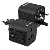 kwmobile Universal Reiseadapter für 150 Länder - Stromadapter Stecker für Europa UK Australien USA - Universeller Weltreise Reisestecker - Schw