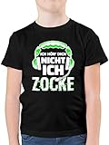 Up to Date Kind - Ich hör Dich Nicht ich zocke Headset Glitch Weiß Grün - 164 (14/15 Jahre) - Schwarz - t-Shirt 152 Jungen - F130K - Kinder Tshirts und T-Shirt für Jung