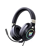 Soapow Gaming-Headset, Rauschunterdrückung, RGB-Licht, verstellbar, Over-Ear-Kopfhörer mit Mikrofon für PC, Computer, Laptop, PS4