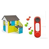 Smoby 810711 – Pretty Haus - Spielhaus für Kinder für drinnen und draußen (17 teilig), ab 2 Jahren & 810912 – elektronische Türklingel – Klingel für Gartenhaus, Spielklingel zum Nachrü