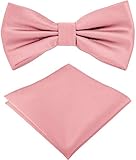 Helido Fliege für Herren mit Einstecktuch, 12 verschiedenfarbige Accessoires-Sets passend zu Hemd und Anzug oder Smoking + Geschenkbox (Zartrosa)