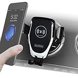 Handyhalterung Auto mit Ladefunktion für runde Lüftung, Wireless Car Charger, Handy Zubehör für Mercedes und KFZ mit rundem Lüftungsgitter, für alle iPhone, Samsung, Huawei, LG mit Qi S