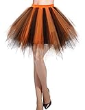 DRESSTELLS Karneval Kostüm Mädchen Damen Tüllrock 50er Rockabilly Petticoat Tutu Unterrock Kurz Ballett Tanzkleid Ballkleid Abendkleid Gelegenheit Zubehör Black Orange M