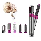 hotthair Haartrockner Lockenbürste, 5 in 1 Lockenstab Ionen Elektrohaartrockner Gebläse Trockner rotierende Bürste Haartrockner Hairstyling T