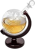 HAITRAL Globe Dekanter Glasfaserplattenständer, von Hand gefertigt mit handgefertigtem Glassegelschiff Whisky Dekanter Alkohol Dekanter für Spirituosen Schnaps 1000ML