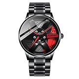 Herren Uhr Kreativ Armbanduhren,Autorad Felgennabenuhr,Auto Rad Felgen Nabe Uhr, Männer Sport Wasserdicht Custom Design Armbanduhr,3D Auto Rad Felge Nabe Quarz H