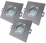 LED Bad Einbauleuchten 230V inkl. 3 x 5.5W SMD LM Step Dimmbar Farbe BiColor IP44 Einbauspots Neptun Eckig 4000