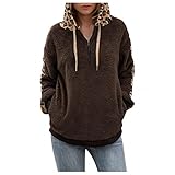 GFGHH Damen Casual Winter Kapuzenpullover Teddy-Fleece Langarm Pullover Oversize Sweatshirt Warm Hoodie Damen Kapuzenpullover Teddy-Fleece Herbst Winter Warm Oberteil Einfarbig Casual Sw