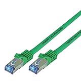 Ligawo Patchkabel Cat.7 S-FTP PiMF RJ45 Cat6A Stecker für Netzwerk/Internet Anschluss (1m) - grü