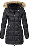 Geographical Norway Damen Steppjacke Winterparka Abby Kapuze (Schwarz, XL)