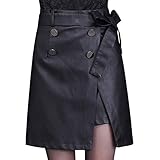 E-girl FS7970 Damen Kunstleder Rock Große Größe A-Linie Mini Röcke Leder Rock,Schwarz,2XL