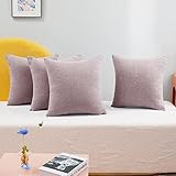 Deconovo Kissenbezug Kopfkissenbezug Leinen Kiessehülle Kissenbezüge, 40x40 cm, Rosa Lila, 4er S