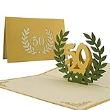 Glückwunschkarte I Karte goldene Hochzeit, Einladung 50 Jahre Hochzeit I Edel Elegant Hochwertig I Pop-Up-Karte,L11