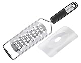 Fackelmann Handreibe grob 30 cm SENSE, Hobel mit Funktionsteil aus Edelstahl, ergonomischem Soft-Touch-Griff, Raspel mit Klingenschutz und Antirutschfläche (Farbe: Silber/Schwarz), Menge:1Stück