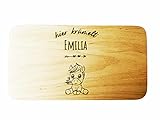 Emilia - Schneidebrett Name Holz mit Gravur - Einhorn Pferd - Hier krümelt Emilia - Kinder Baby Geschenk