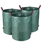 3er Gartensack 300L Gartenabfallsack aus robuste PE - selbststehend und faltbar - Abfallsäcke für Gartenabfälle Laub Rasen Pflanz Grünschnitt (3xSäcke)