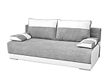 mb-moebel Couch mit Schlaffunktion und Bettkasten Sofa Schlafsofa Wohnzimmercouch Bettsofa Ausziehbar Nisa (Grau + Weiß)