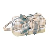 KLOVA Portable Cute Bow Bleistifttasche 2-lagige Canvas-Bleistifttasche Große Reißverschluss-Make-up-Organizer-Tasche Ideal für Teenager-Reisen B