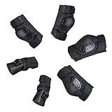 SmallYin Adults Knee and Elbow Pads with Wrist Guards Protective Gear Set 0309DER087,Black