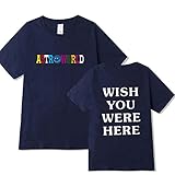 HUANHE Sommer Rapper Travis Scott Schwarzes T-Shirt Astroworld Wish You were Here Sport T-Shirt Unisex Lässig