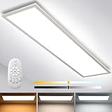 Dimmbar LED Deckenleuchte Panel 120x30cm, 40W Deckenlampe Rechteckig mit Fernbedienung, 2700K-6500K Warm-/Natur-/Kaltweiß Stark Leuchtkraft Licht für Küche Garage Wohnzimmer Büro Werk