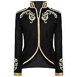 NUSGEAR Herrenhemd Slim Fit Jacke Retro Gothic Gehrock Uniform Kostüm Steampunk Für Party Hochzeit Abend Besticktes Winterjacke Herrenmode Halloween Retro-Stil Nähte Anzug Gold bestickte Jack