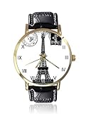 Frech Paris Eiffelturm-Armbanduhr, Schwarz/Weiß, bedruckbar, modisch, Unisex, L