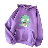 Eaylis Damen Mode bedruckter Langarm-Kapuzenpullover, Freizeit Langarmshirt Pullover Teddy-Fleece Plüsch Kapuzenpullover Pulli Streetwear Langarm Sweatshirt H