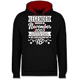 Shirtracer Geburtstagsgeschenk Geburtstag - Legenden November 2003-18. Geburtstag - weiß - XL - Schwarz/Rot - Statement - JH003 - Hoodie zweifarbig und Kapuzenpullover für Herren und D