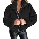 Kunstpelzmantel Damen Warme Winterjacke Doppelseitiger Plüschmantel Modischer kurzer Fleece Mantel Übergangsmantel Übergangsjacke Fleecejacke Plüschmantel W