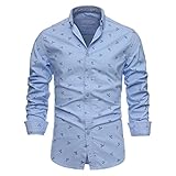 QWERD Herren Hemd formelle Freizeithemd Businesshemden Freizeithemden Langarm Baumwolle Klassisch Regular Fit Hemden Herren Druck Long Sleeve Casual Button Down Slim Fit Shirts Musterhemd für M