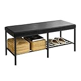 SoBuy FSR93-SCH Schuhbank mit Polsterung aus Kunstleder offenes Schuhregal Sitzbank Garderobenbank Dielenbank Bettbank Umkleidebank BHT ca.: 106x48x40